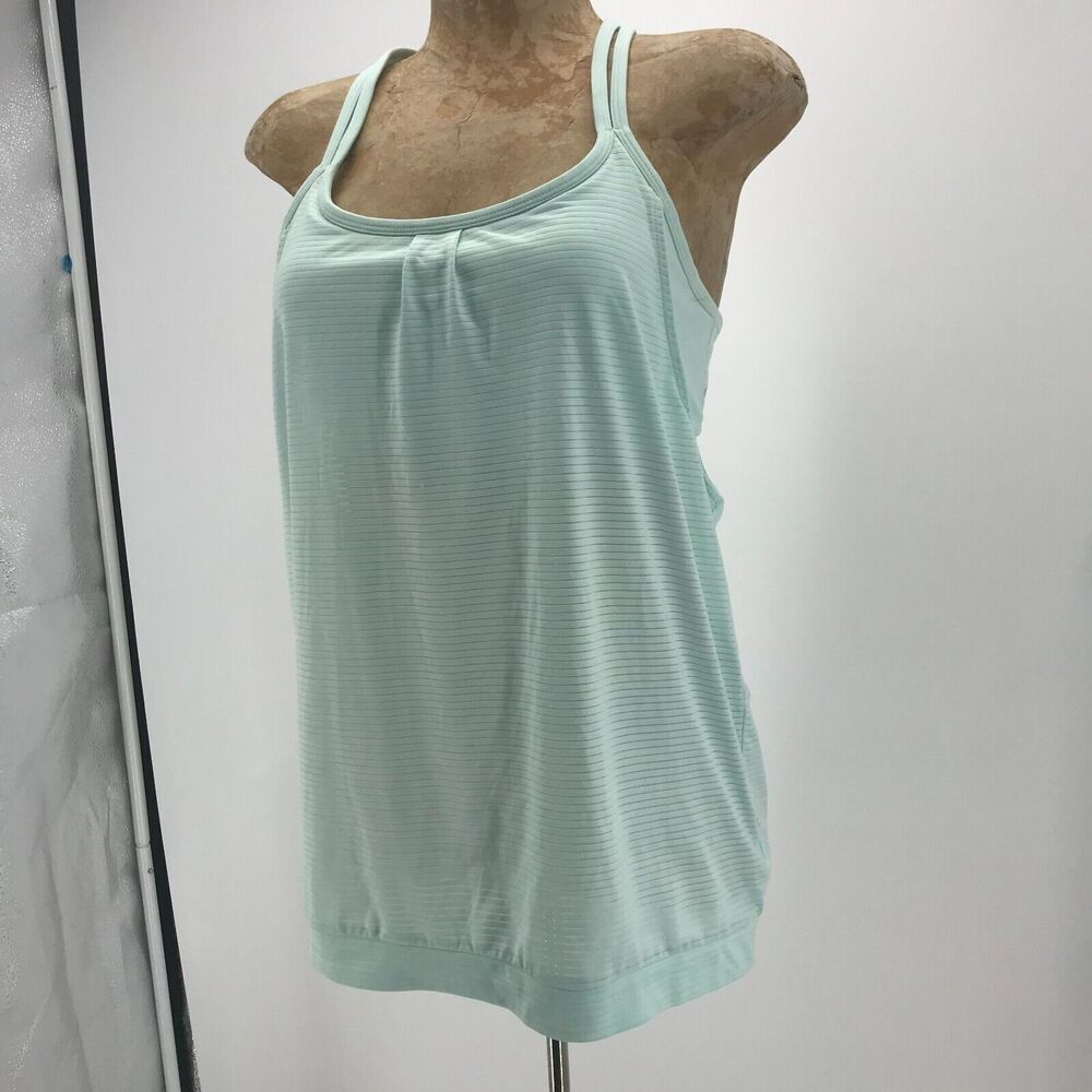 Athleta Tank Womens Medium Light Blue Attached Bra Criss Cross Sleeveless - Picture 3 of 13